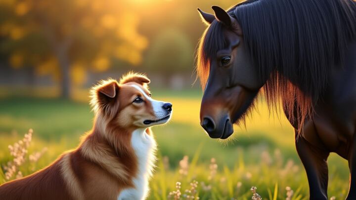 When the Dog Meets the Friesian Horse: A Bond of Loyalty and Grace 1 discover the heartwarming story of an unlikely friendship between a dog and a friesian horse, showcasing loyalty, grace, and the beauty of interspecies bonds.